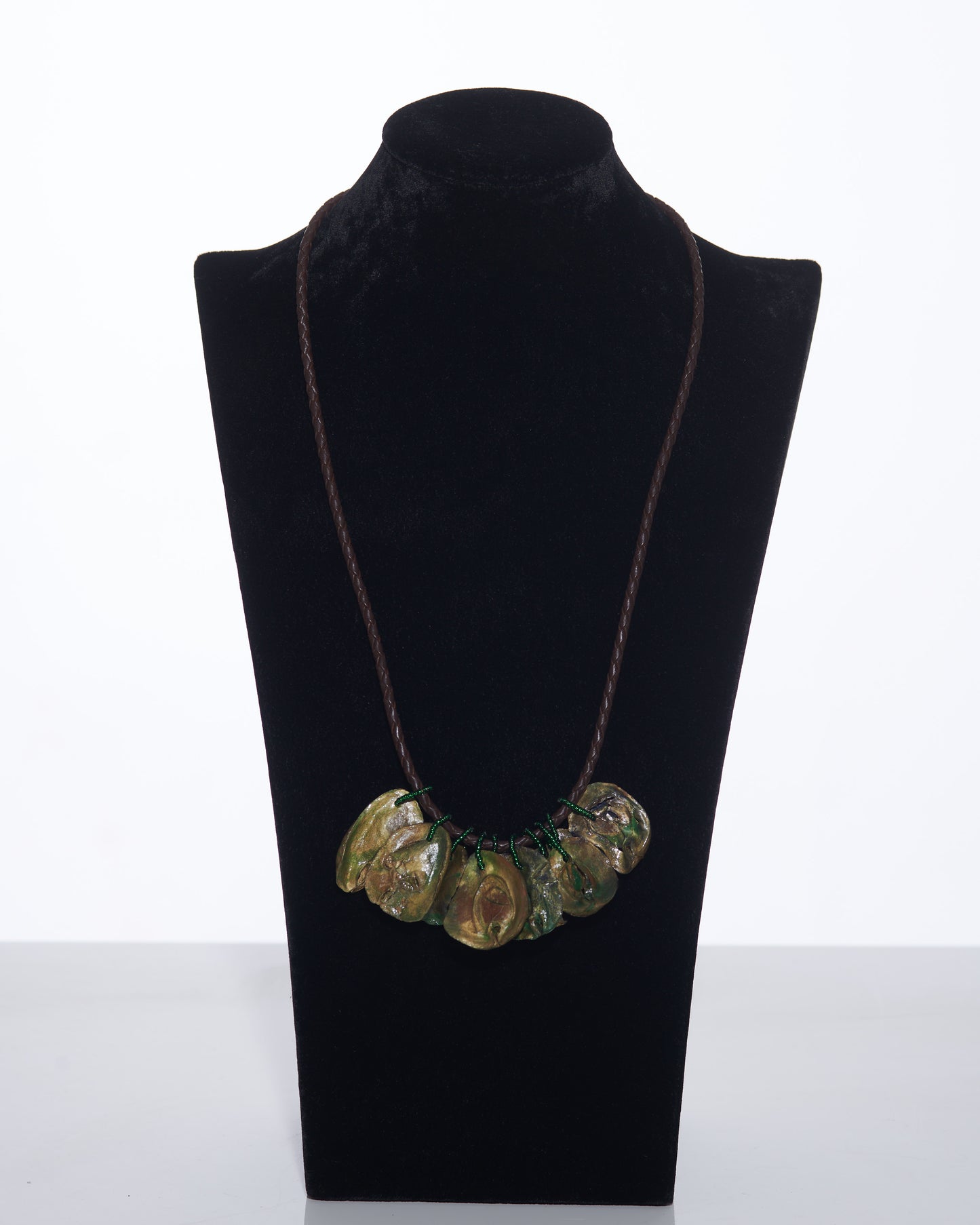 Cluster of Kolanuts Made With Green, Gold and Indigo Paint