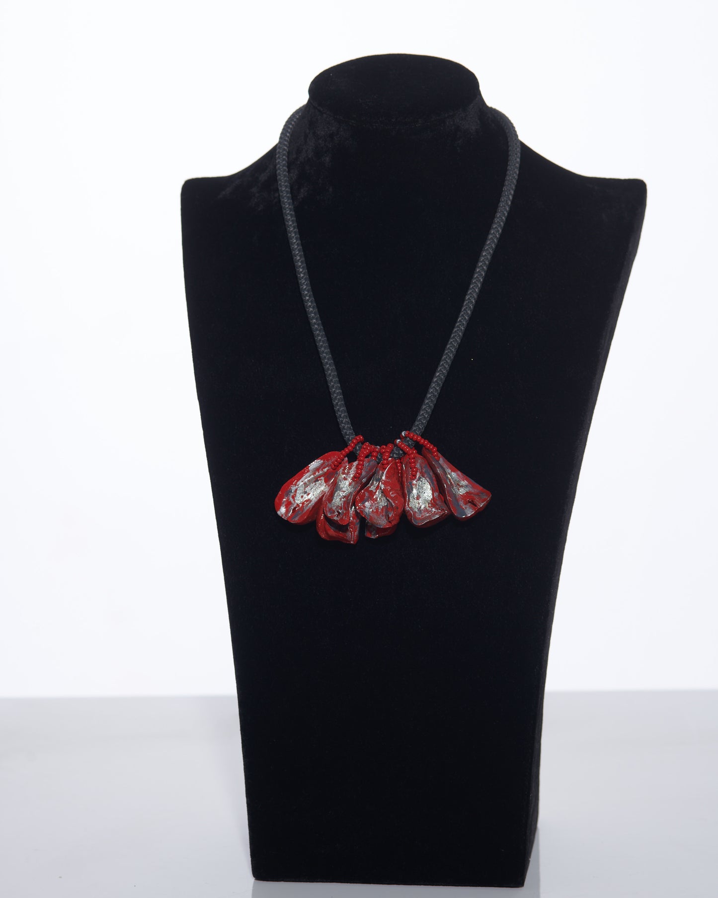 Cluster of Kolanuts Made With Red and Silver Paint and Silver Metallic Foil