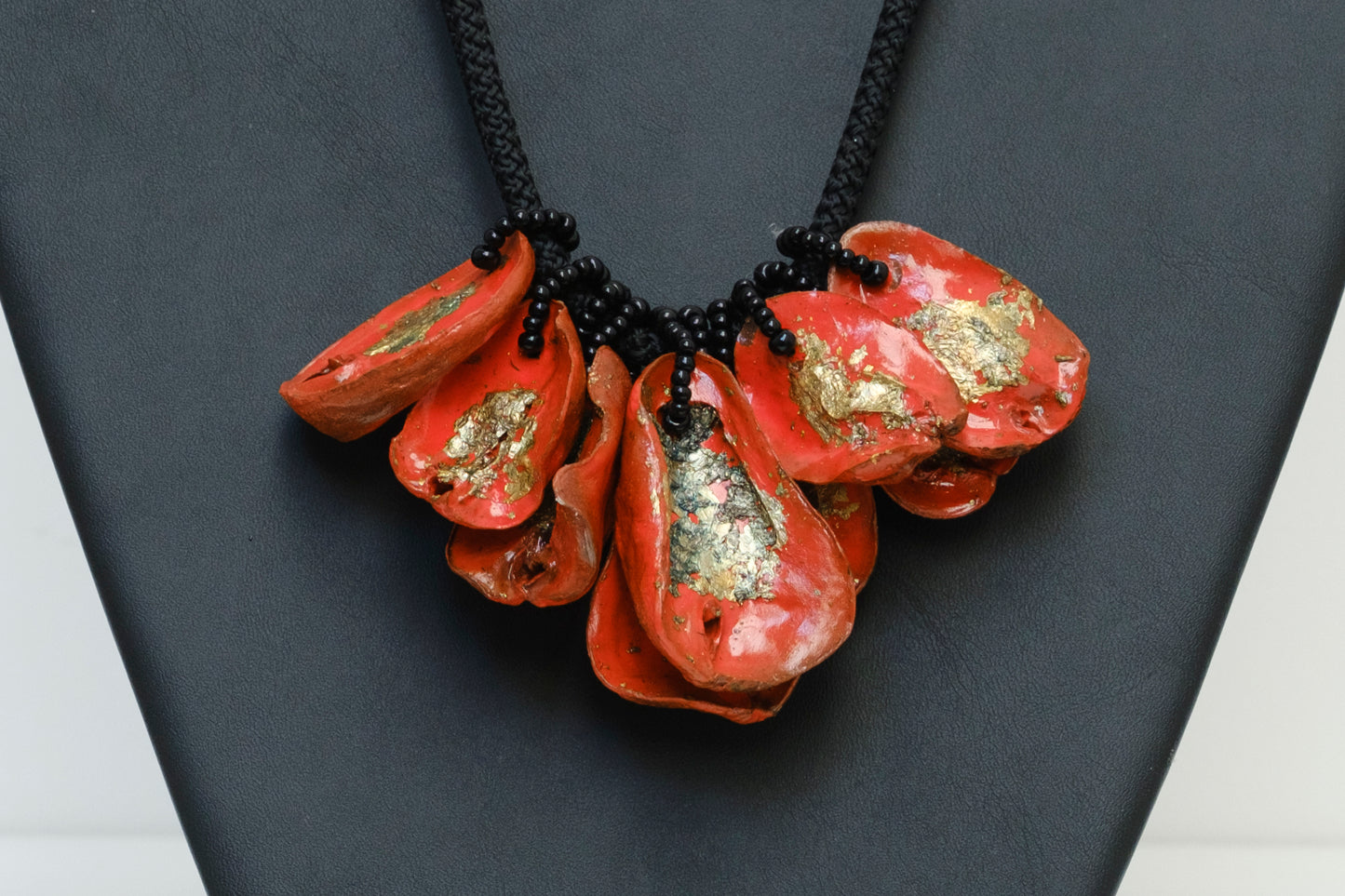 Cluster of Kolanuts Painted with Orange and Bronze Leaf