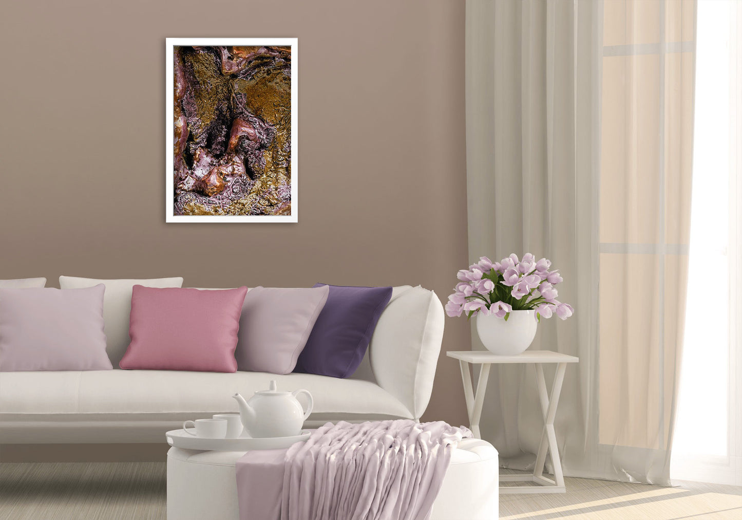 Cropped Version of Kolanut Coated with Copper, Putty and Painted with Gold and Purple Paint