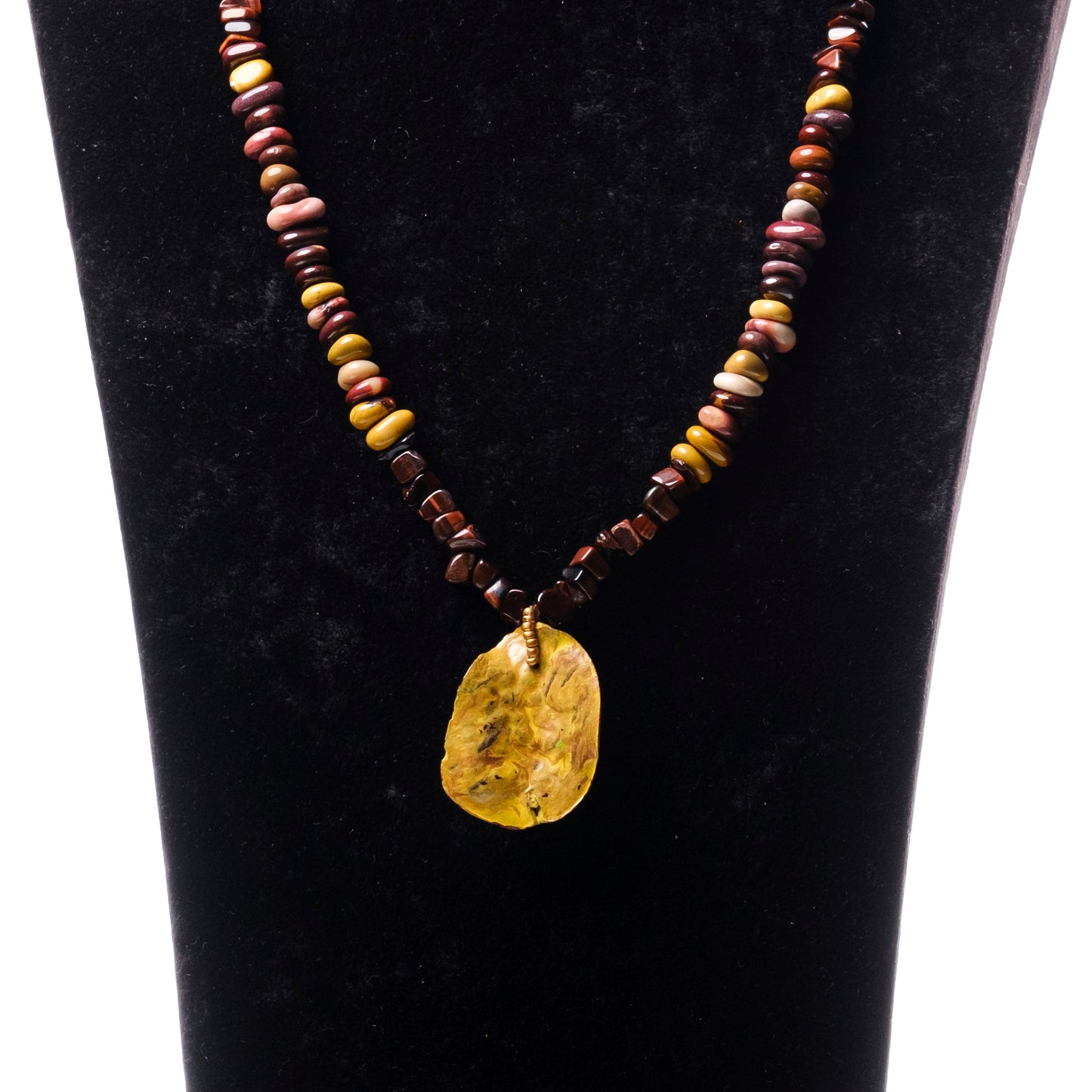 Kolanut Pendant with Rhodonite and Multicoloured Gemstones