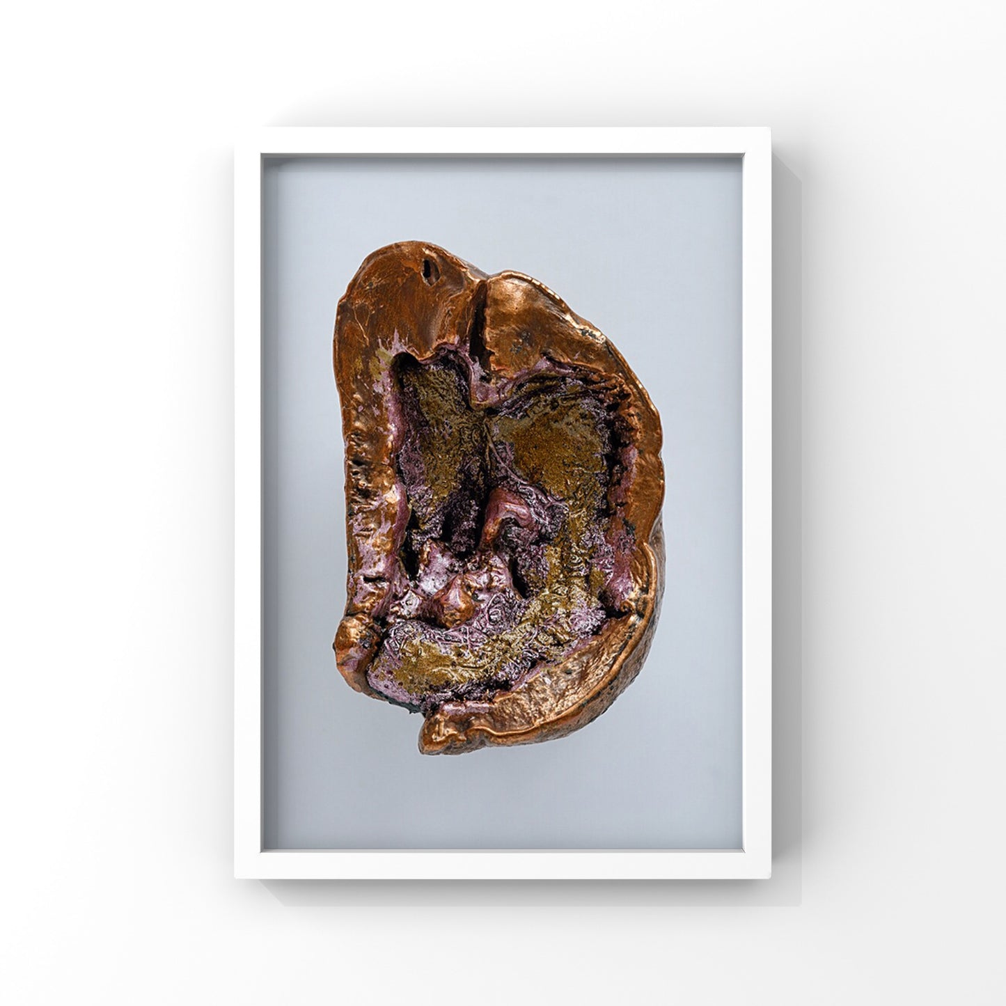 Kolanut Coated with Copper, Putty and Painted with Gold and Purple Paint