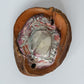 Natural Kolanut with Putty, Pink Quartz Gemstone, Painted with Silver and Pink Enamel Paint