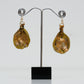 Kolanut Earrings, Enamel Painted with Metallic Leaf, Gemstones and 12-carat Gold-Filled Findings