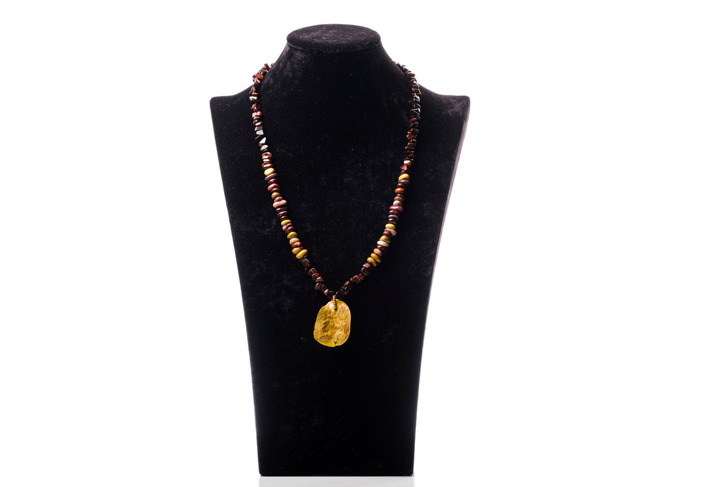 Kolanut Pendant with Rhodonite and Multicoloured Gemstones